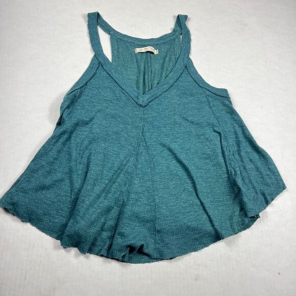 We The Free People Crush On You Tank Top Teal Sleeveless V-Neck Relaxed Fit M - Picture 1 of 10